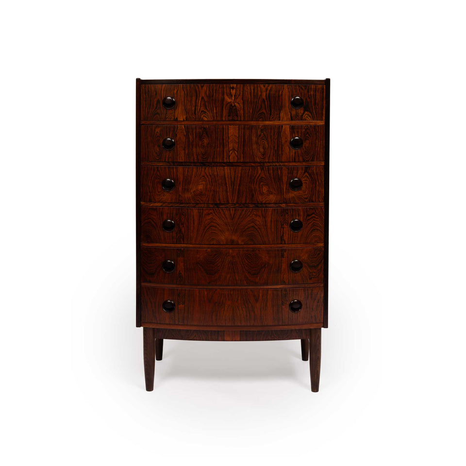 Danish Mid-Century Six Drawer Rosewood Tallboy Dresser 1960s
