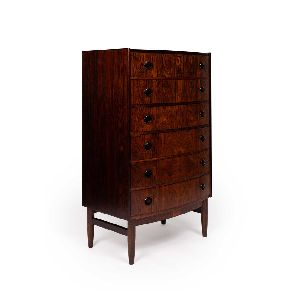 Danish Mid-Century Six Drawer Rosewood Tallboy Dresser 1960s