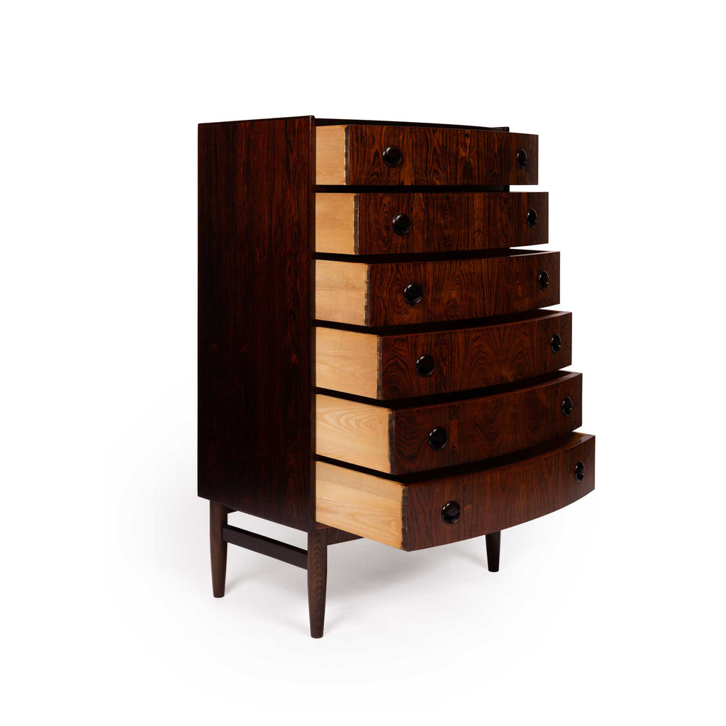Danish Mid-Century Six Drawer Rosewood Tallboy Dresser 1960s