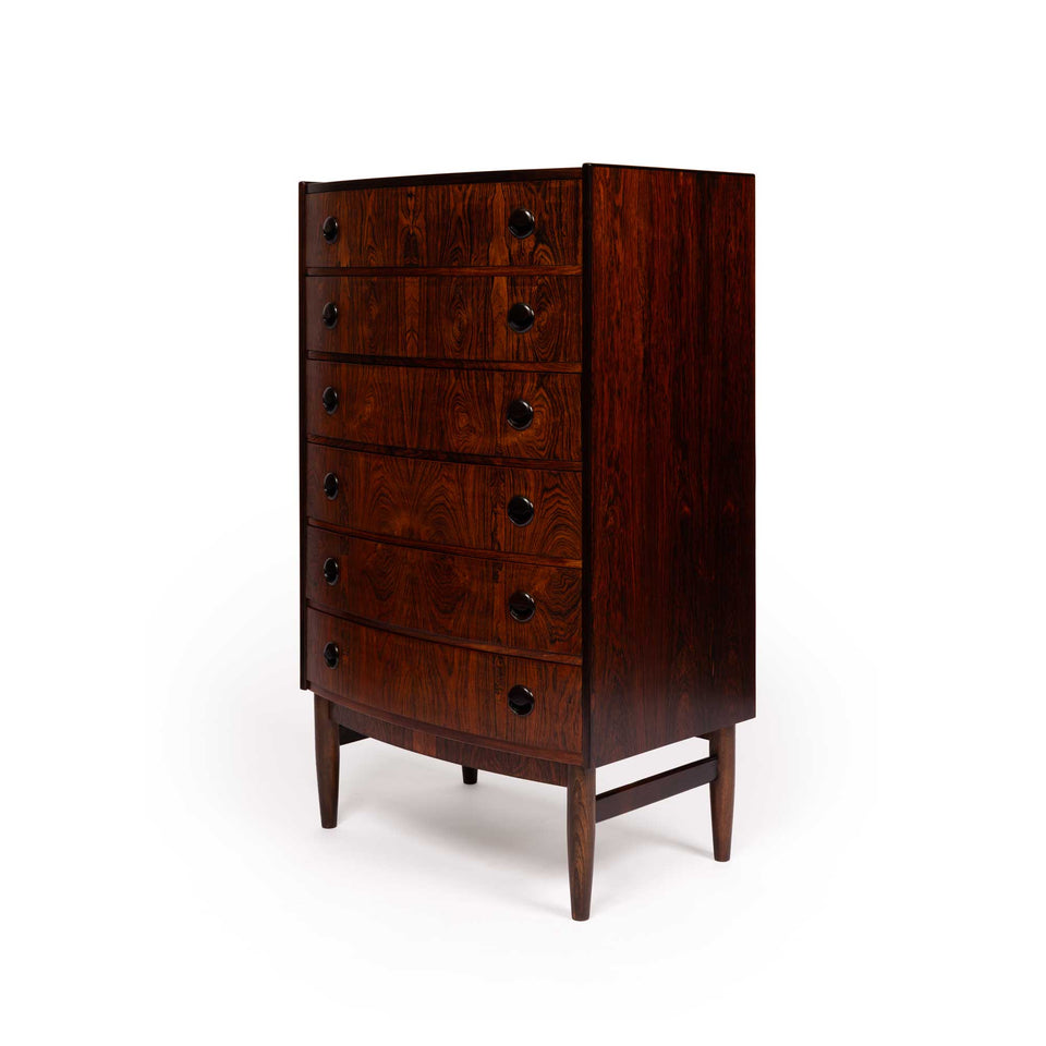 Danish Mid-Century Six Drawer Rosewood Tallboy Dresser 1960s
