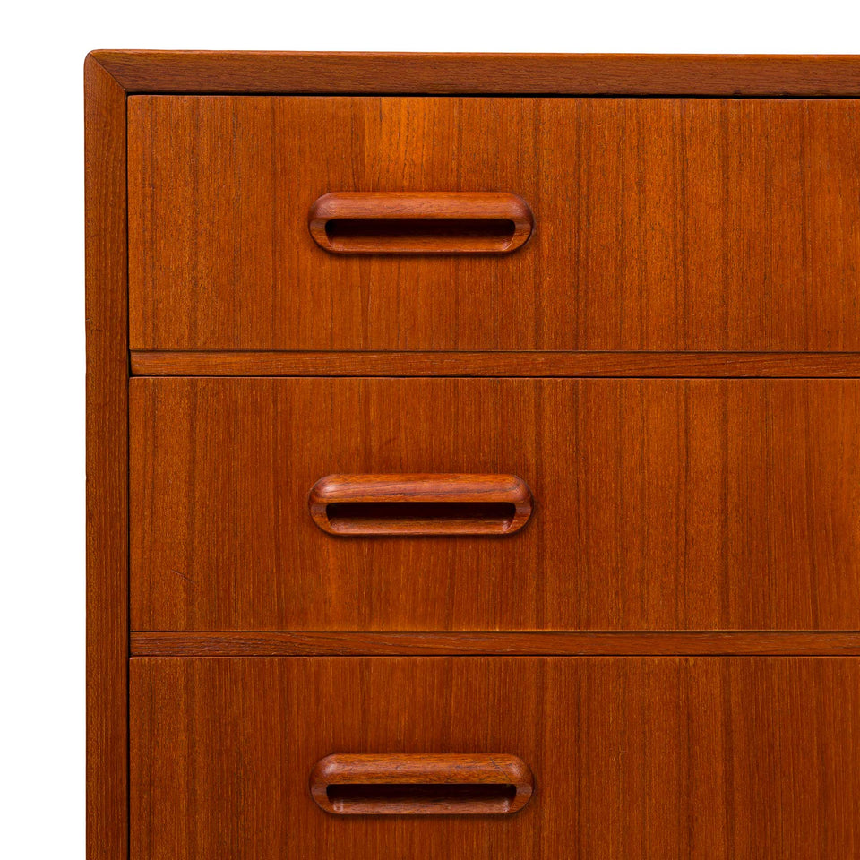 Vintage Danish Mid-Century Teak Six Drawer Tallboy Dresser