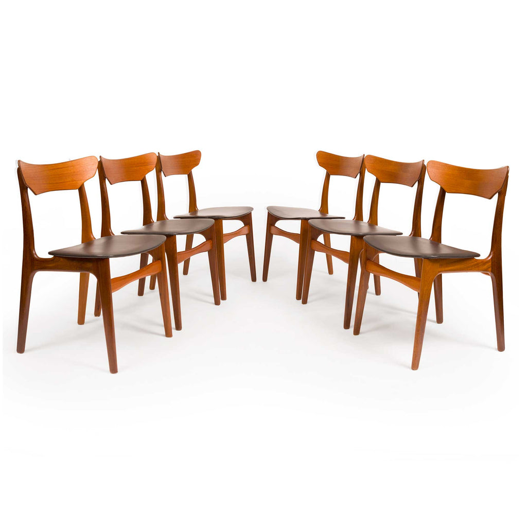 Vintage Danish Mid-Century Teak Dining Chairs by Schiønning