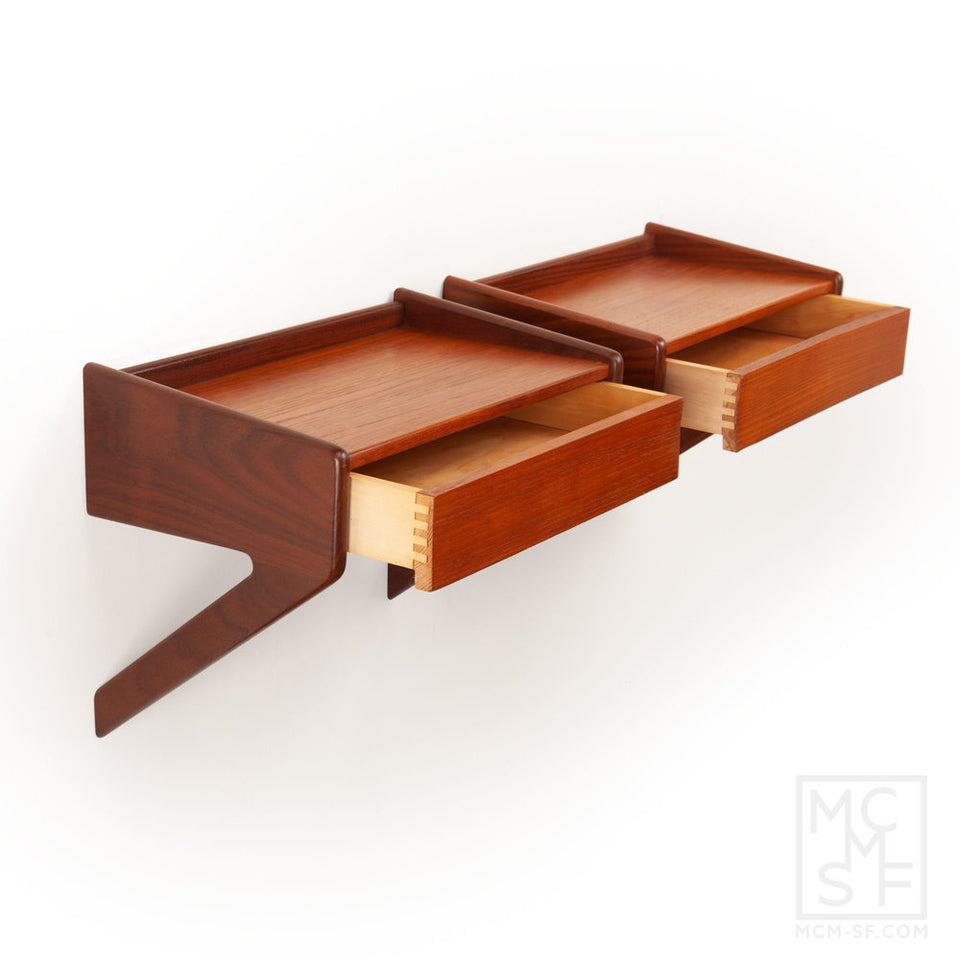 Vintage Teak Floating Nightstands 1960's
