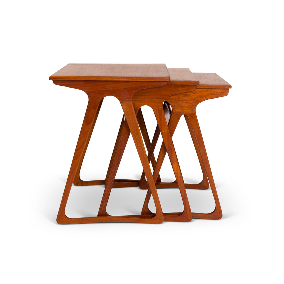 1960s Vintage Danish Modern Teak Nested Side Tables