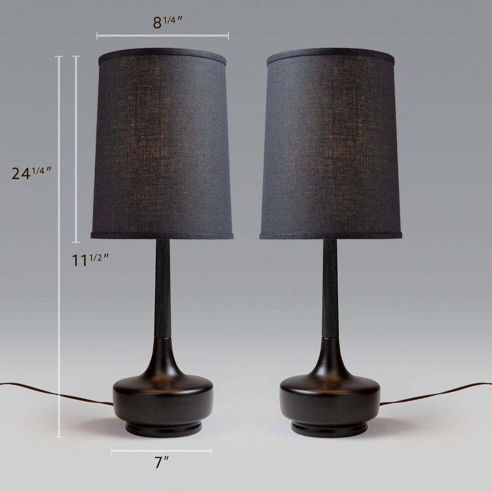 Mid-Century Table Lamp "Brooke Noir" - Pair