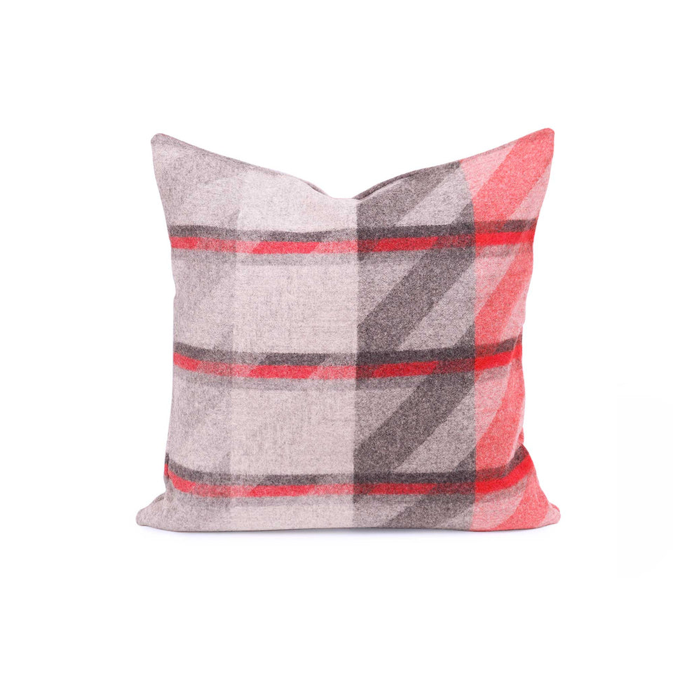 Red Plaid Lambswool Throw + Lumbar Pillow Covers
