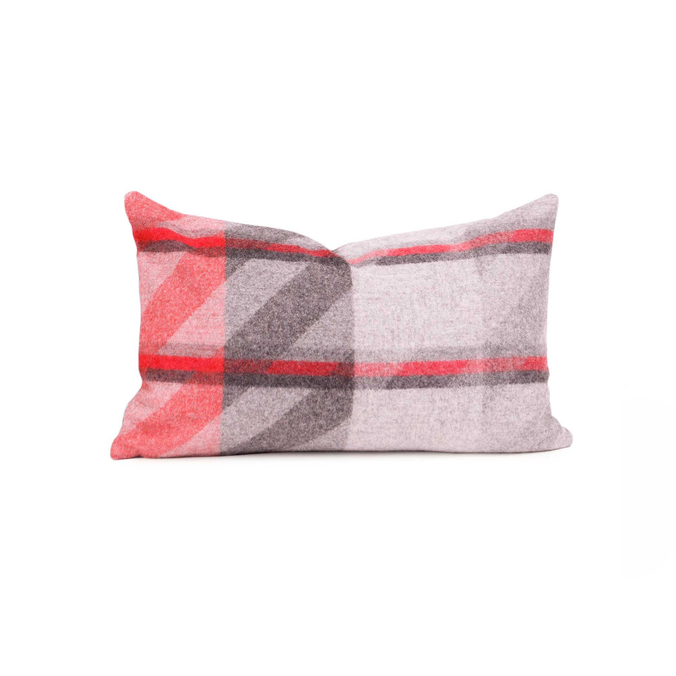 Red Plaid Lambswool Throw + Lumbar Pillow Covers