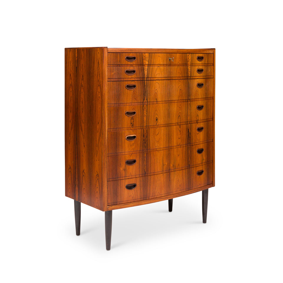 Vintage Danish Mid-Century Rosewood Tallboy Dresser