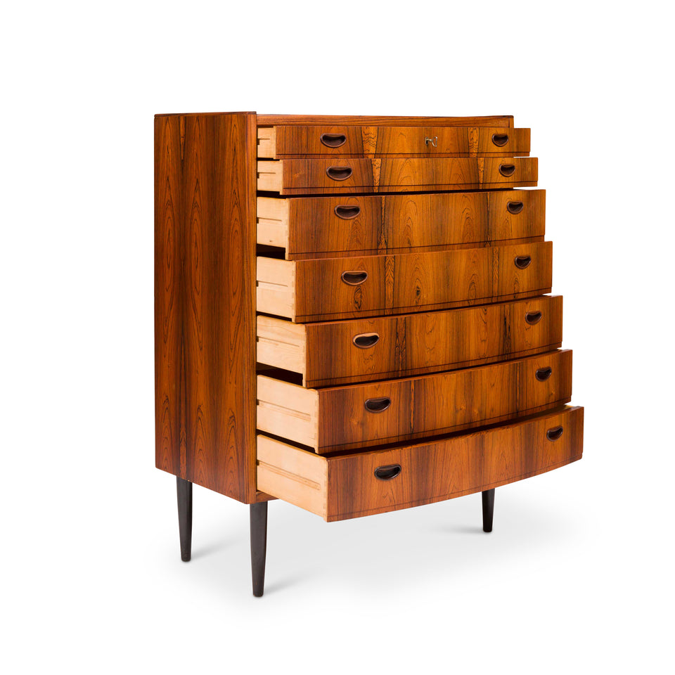 Vintage Danish Mid-Century Rosewood Tallboy Dresser