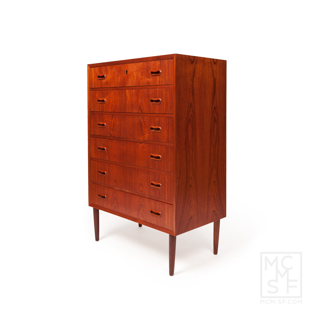Vintage 1960 Danish Mid-Century Teak Tallboy – MCM-SF Vintage 1960 Danish Mid-Century Teak Tallboy – MCM-SF
