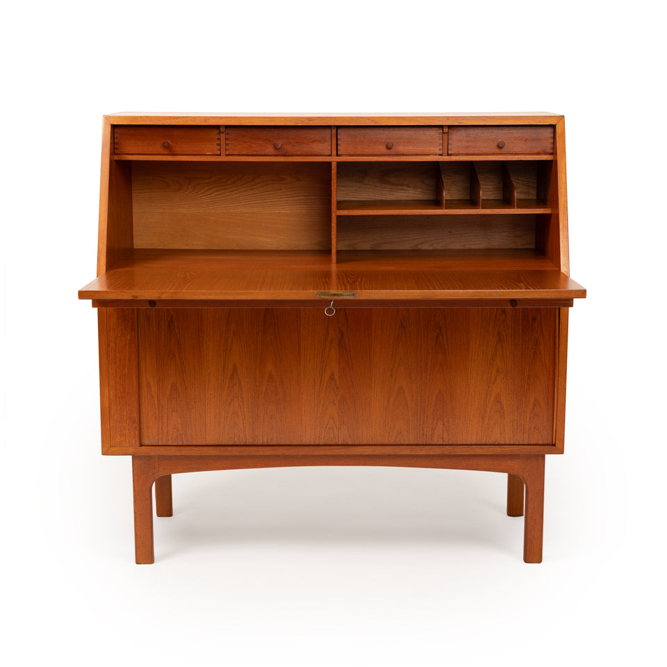 Vintage Danish Mid-Century Teak Secretary Desk by Bernhard Pedersen & Sons