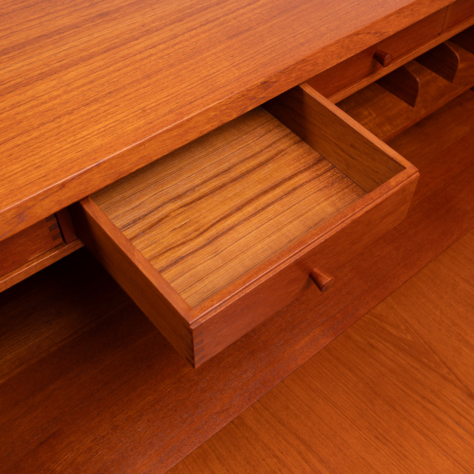Vintage Danish Mid-Century Teak Secretary Desk by Bernhard Pedersen & Sons