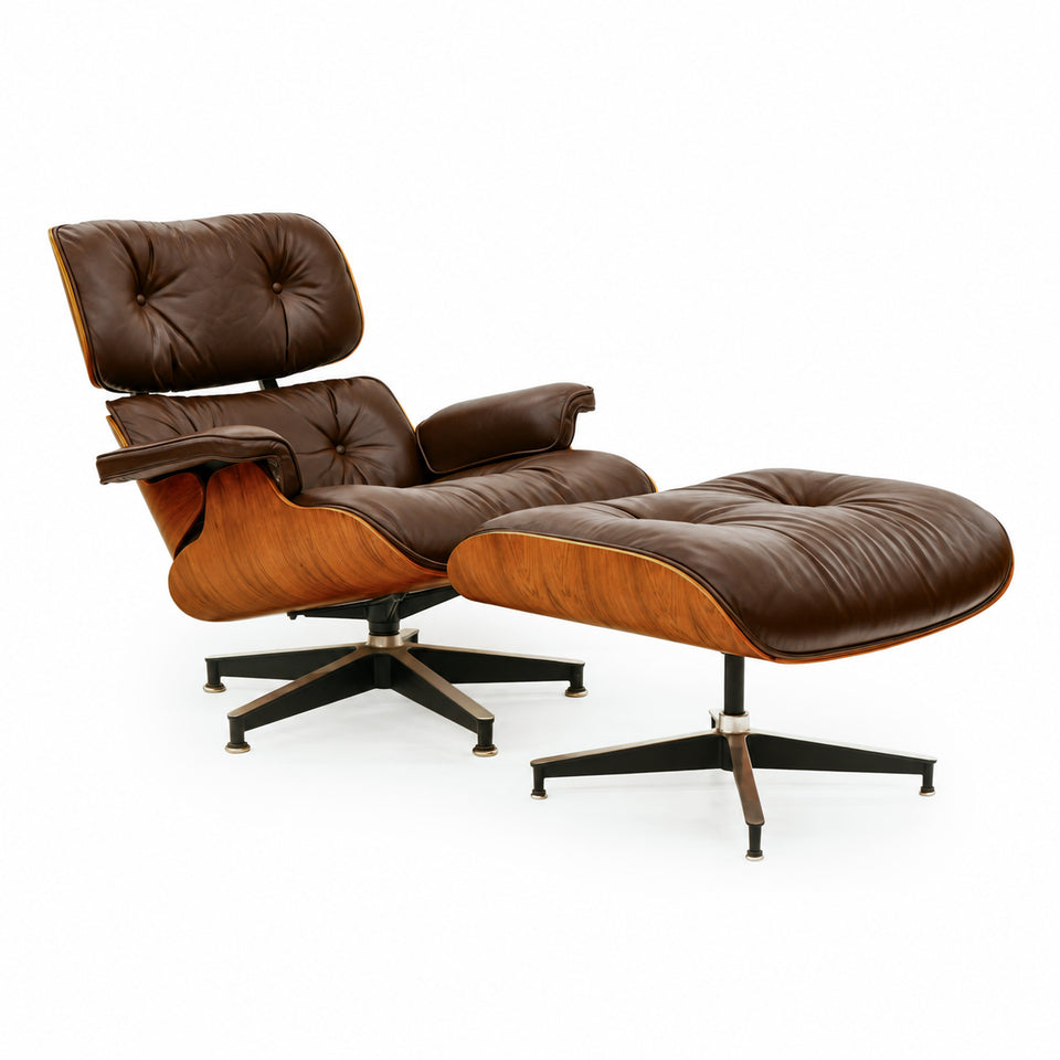 Eames Lounge Chair & Ottoman in Rosewood and Chocolate Brown Leather, Herman Miller, 1976