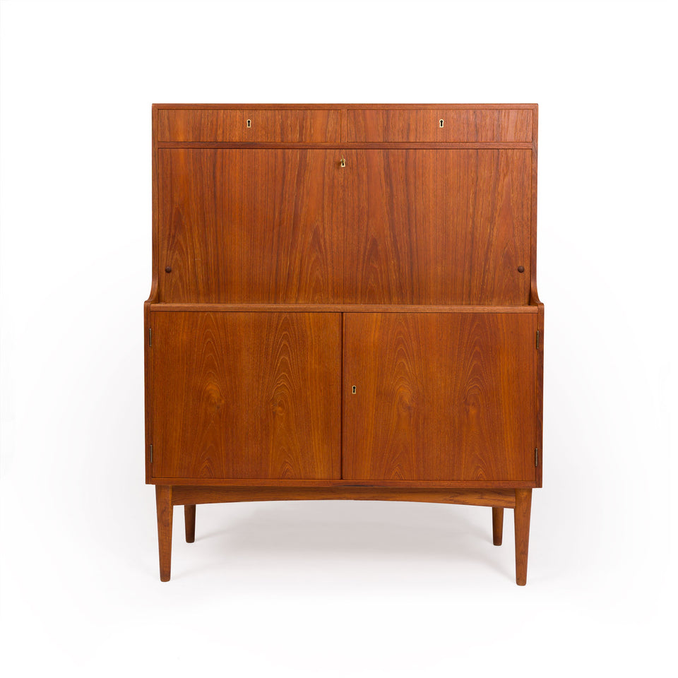 Danish Mid-Century Modern Teak Bar Hutch | Vintage Scandinavian Cocktail Cabinet