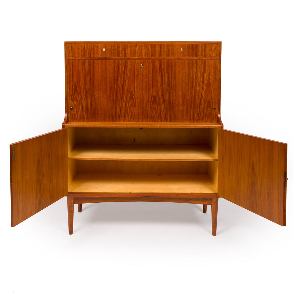 Danish Mid-Century Modern Teak Bar Hutch | Vintage Scandinavian Cocktail Cabinet