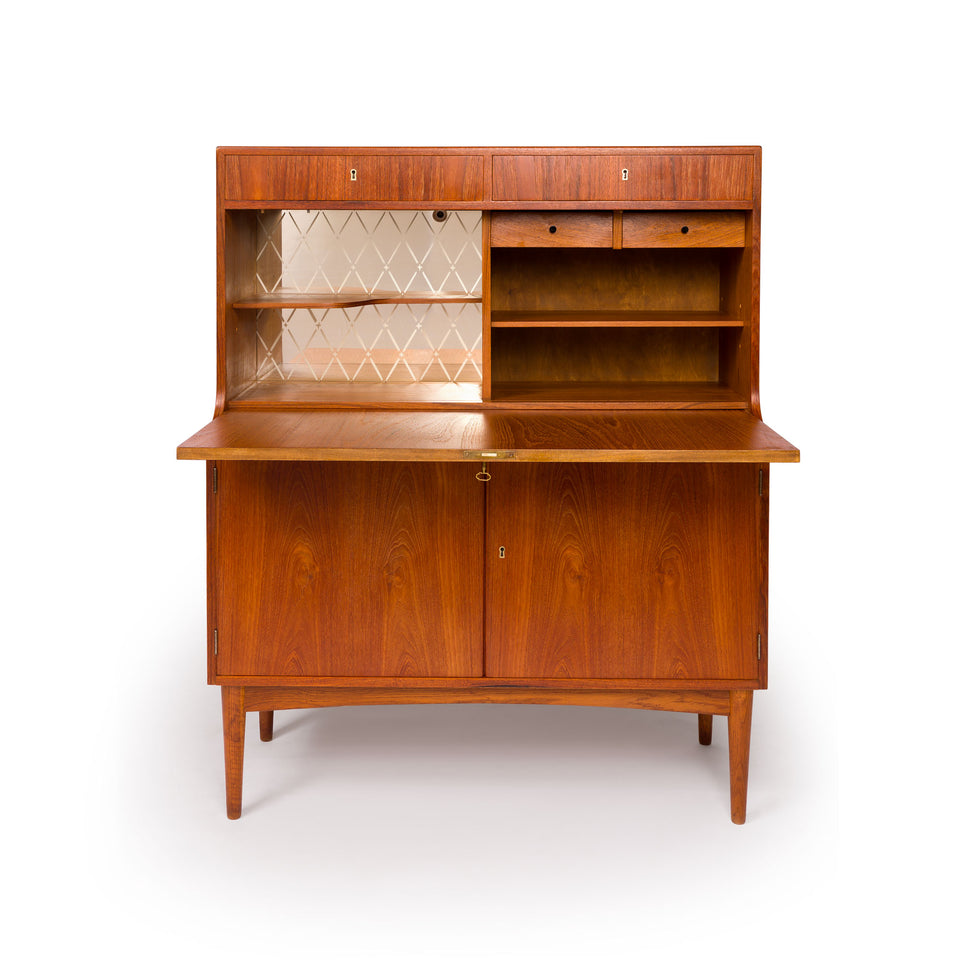 Danish Mid-Century Modern Teak Bar Hutch | Vintage Scandinavian Cocktail Cabinet