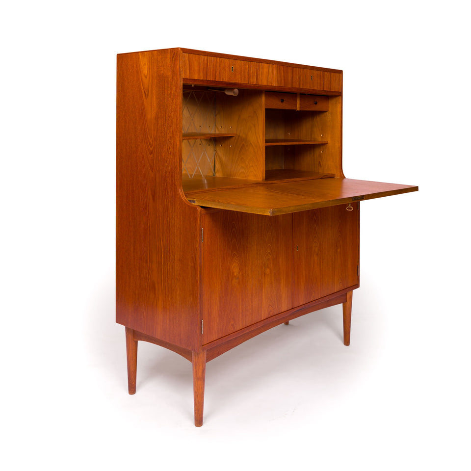 Danish Mid-Century Modern Teak Bar Hutch | Vintage Scandinavian Cocktail Cabinet