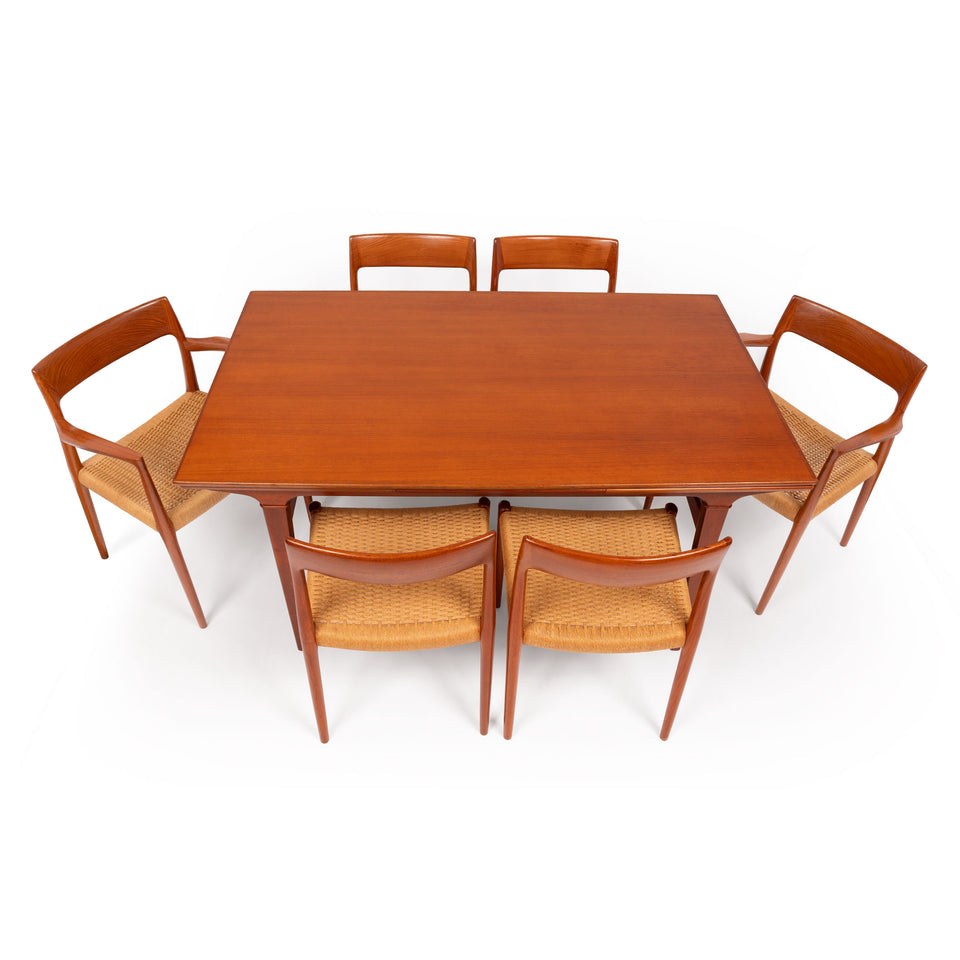 Vintage Niels Otto Møller Model 77 & 57 Teak Dining Chairs with Danish Papercord