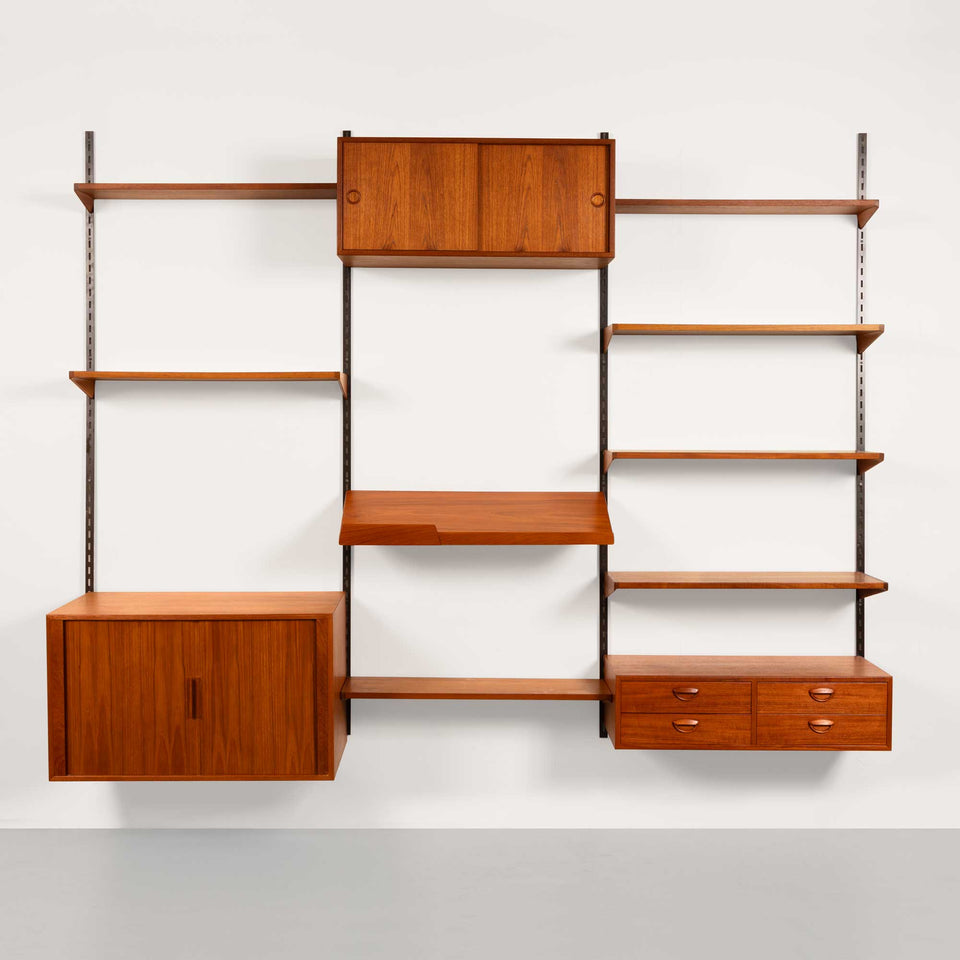 Kai Kristansen Teak Wall System Danish Mid-Century 1960s w/ Tambour Cabinet