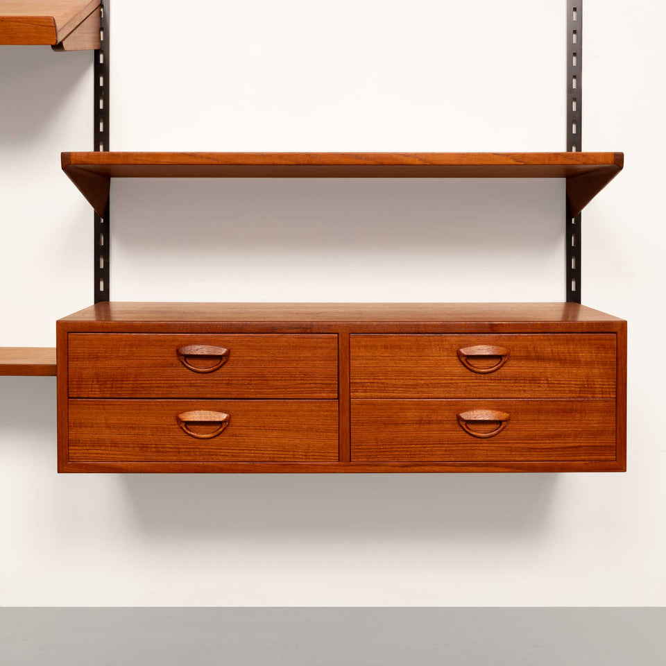 Kai Kristansen Teak Wall System Danish Mid-Century 1960s w/ Tambour Cabinet