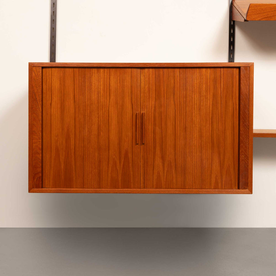 Kai Kristansen Teak Wall System Danish Mid-Century 1960s w/ Tambour Cabinet