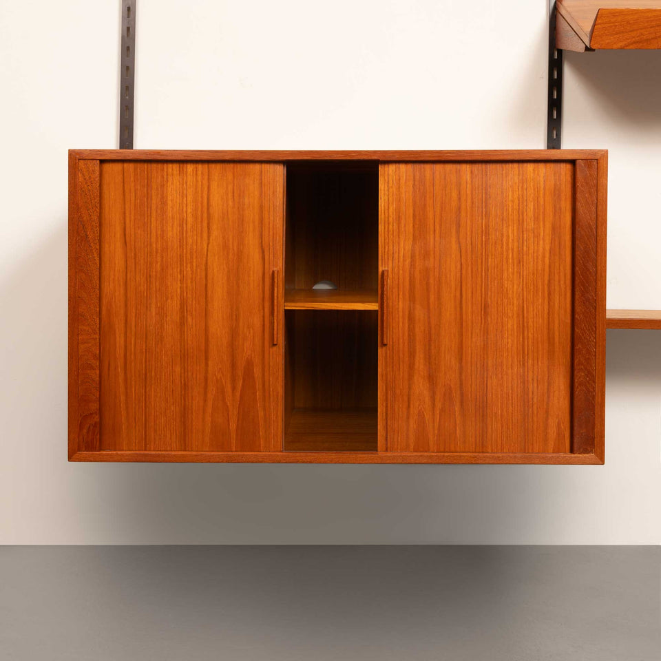 Kai Kristansen Teak Wall System Danish Mid-Century 1960s w/ Tambour Cabinet