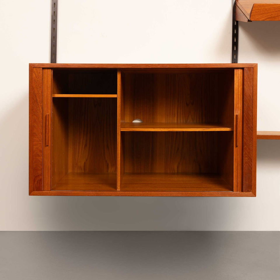 Kai Kristansen Teak Wall System Danish Mid-Century 1960s w/ Tambour Cabinet