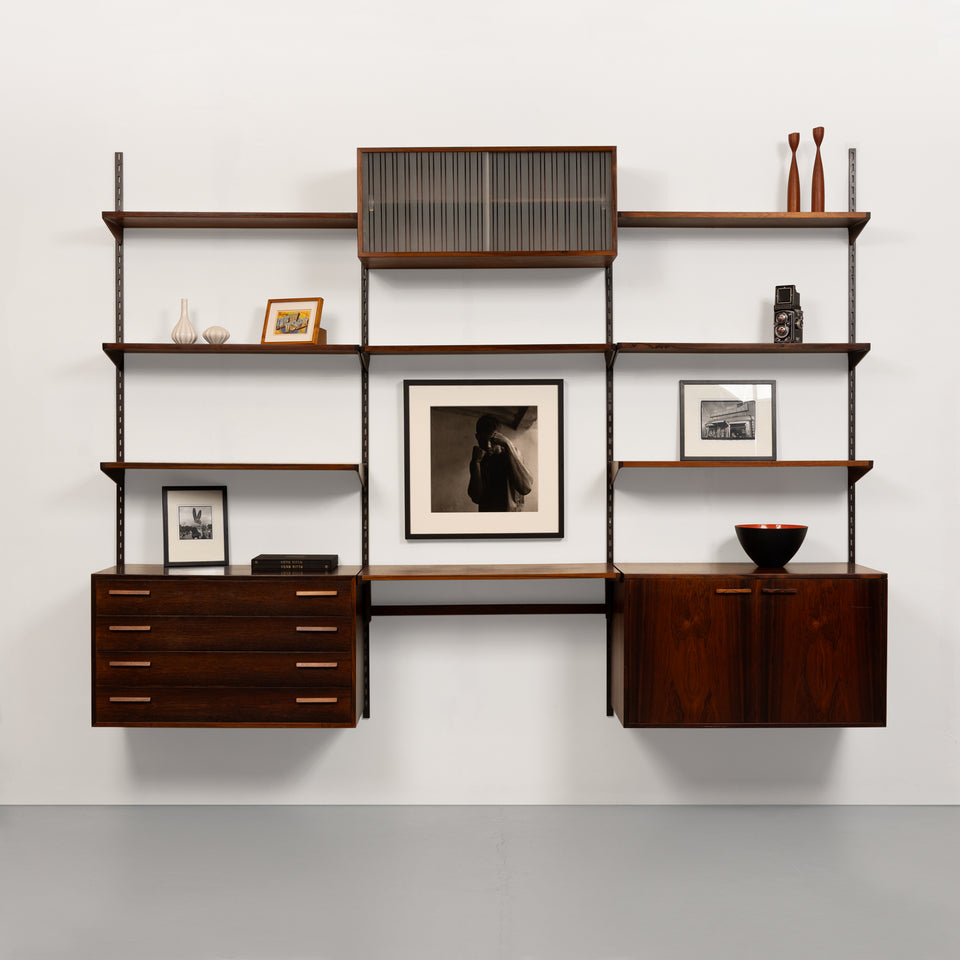 Vintage Kai Kristiansen's FM Reolsystem Shelving System in Rosewood 1960s w/Cabinets