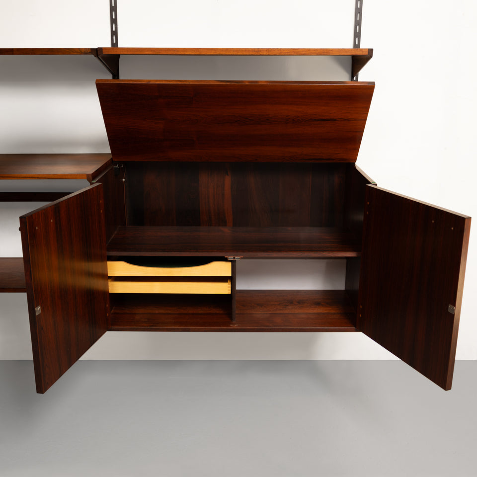 Vintage Kai Kristiansen's FM Reolsystem Shelving System in Rosewood 1960s w/Cabinets