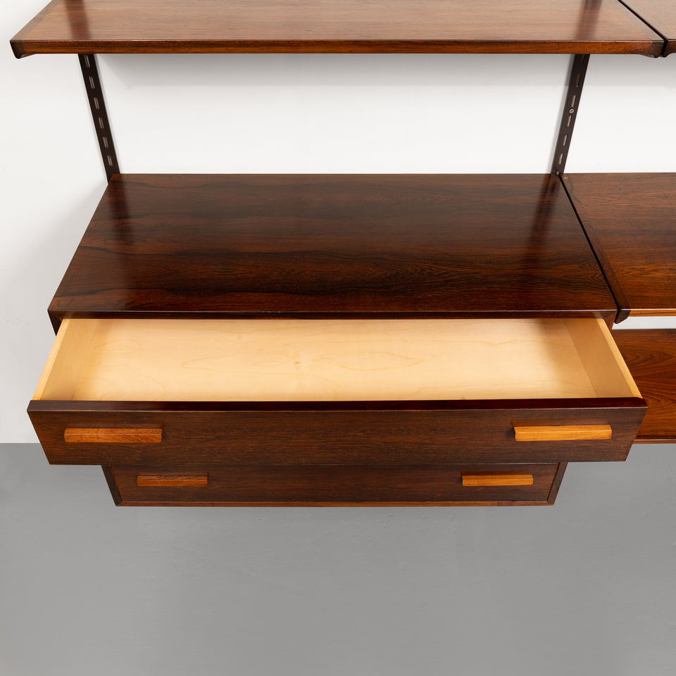 Vintage Kai Kristiansen's FM Reolsystem Shelving System in Rosewood 1960s w/Cabinets