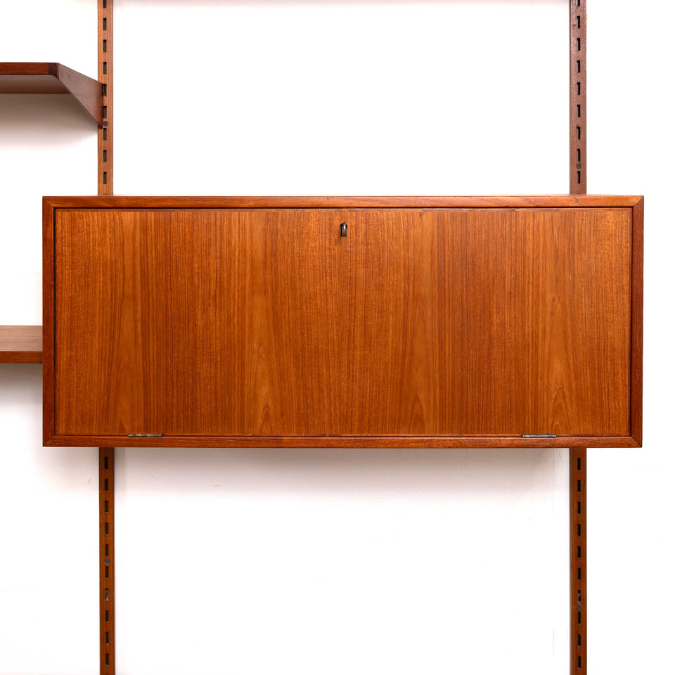 Vintage Kai Kristansen Teak Wall System w/Glass Cabinet