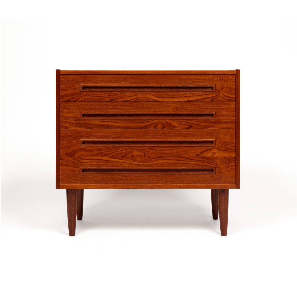 Vintage Danish Mid-Century Modern Four Drawer Lowboy Dresser