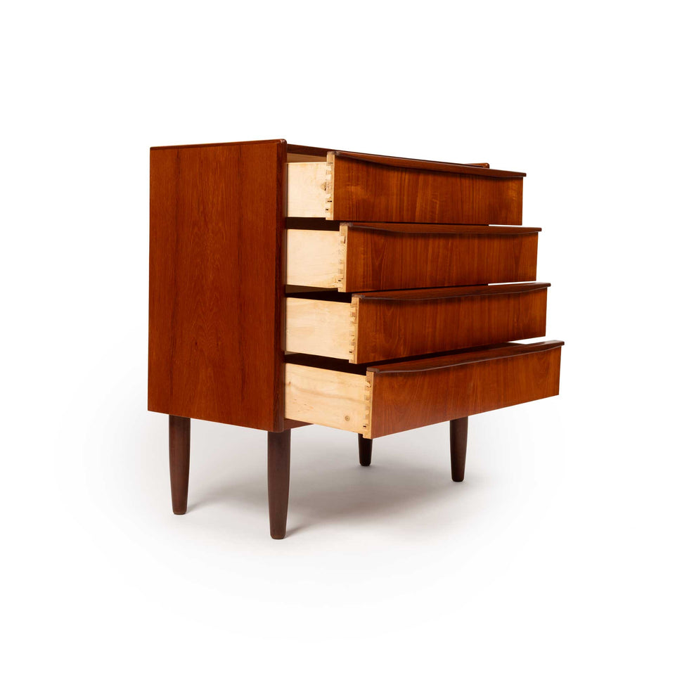 Vintage Danish Mid-Century Four Drawer Lowboy Dresser