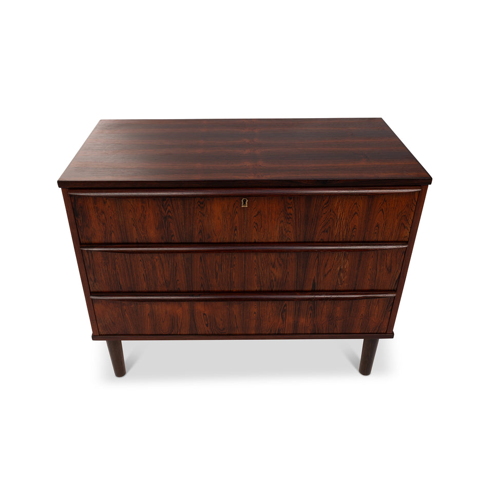 Vintage Danish Mid-Century Rosewood Three-Drawer Lowboy Dresser