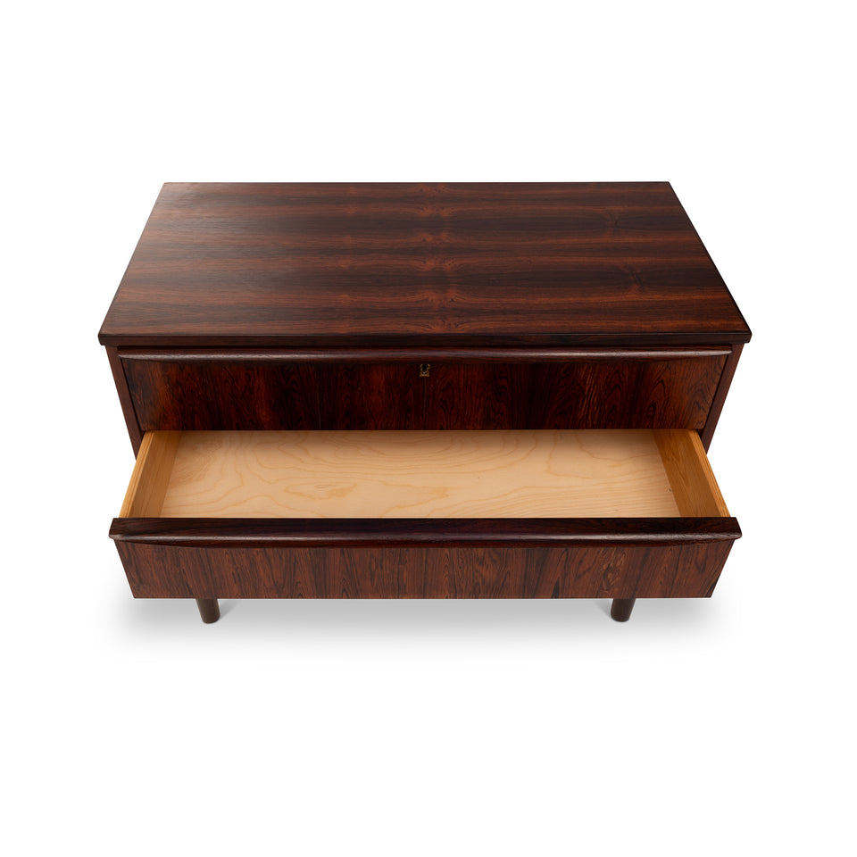 Vintage Danish Mid-Century Rosewood Three-Drawer Lowboy Dresser