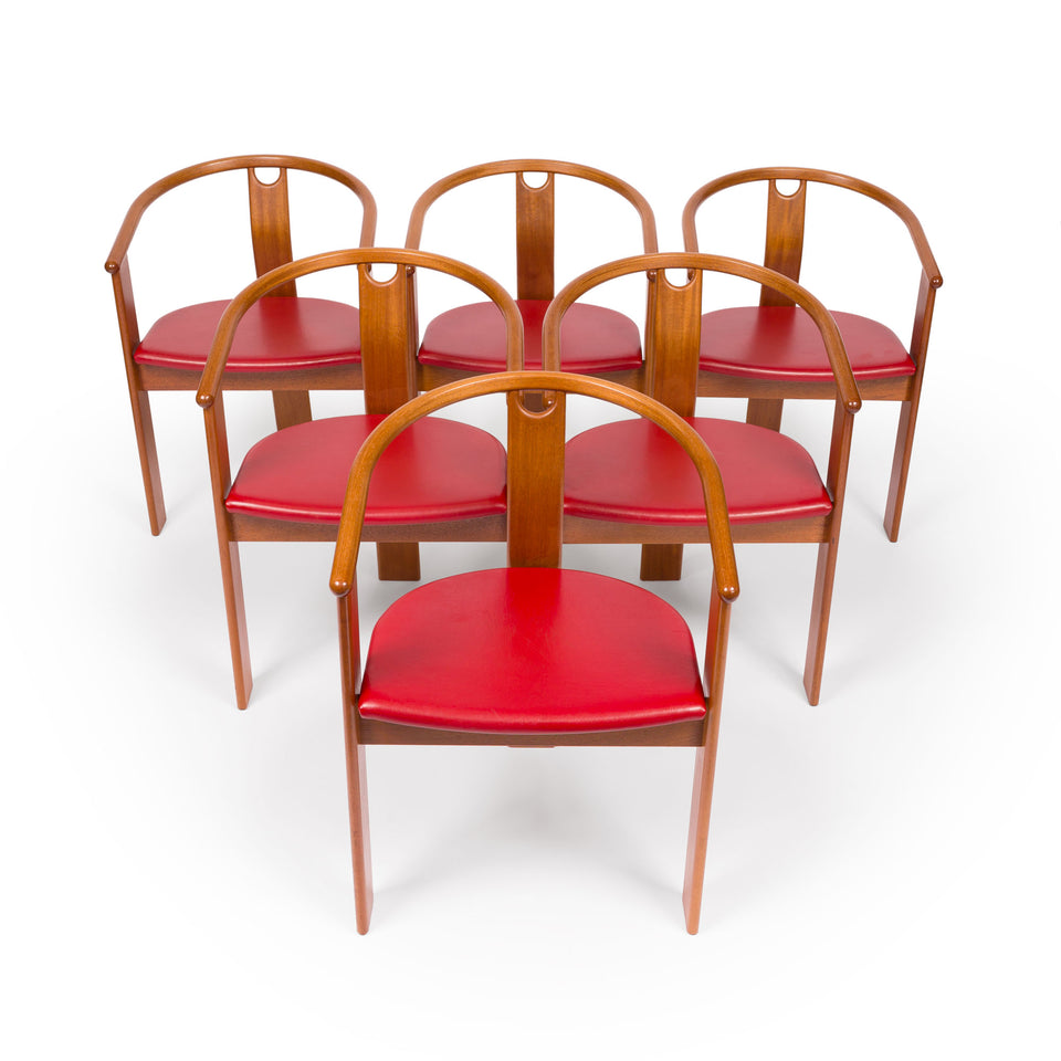 Landerholm & Lund Danish Mid Century Tripod Dining Chairs in Teak Set of Six 1960s