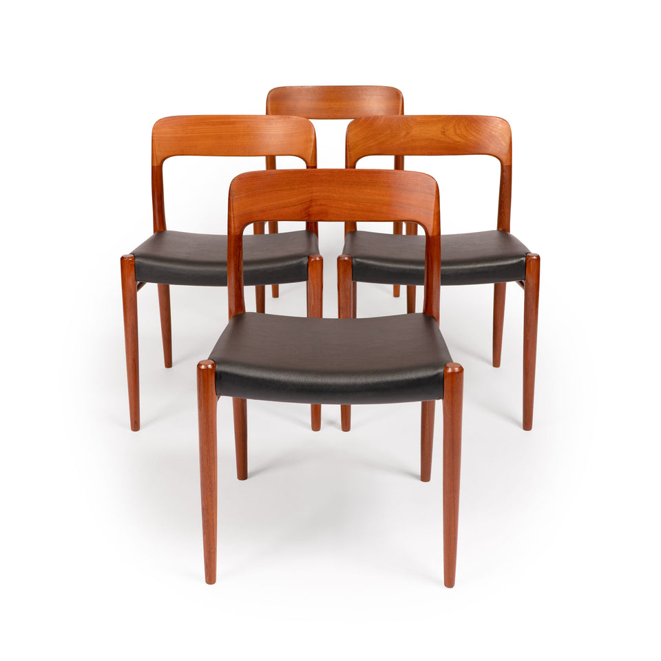 Vintage Niels Otto Møller Model 75 Dining Chairs in Solid Teak (Set of 4)