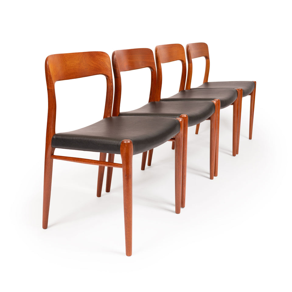 Vintage Niels Otto Møller Model 75 Dining Chairs in Solid Teak (Set of 4)