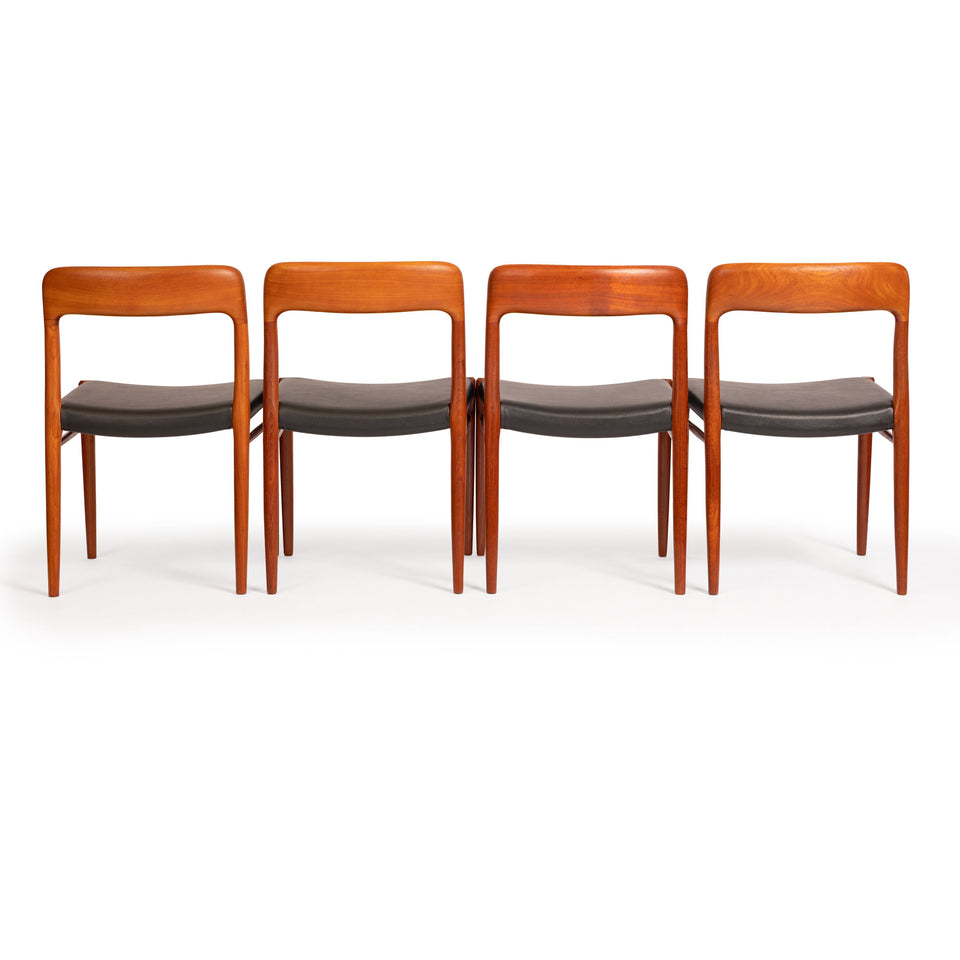 Vintage Niels Otto Møller Model 75 Dining Chairs in Solid Teak (Set of 4)