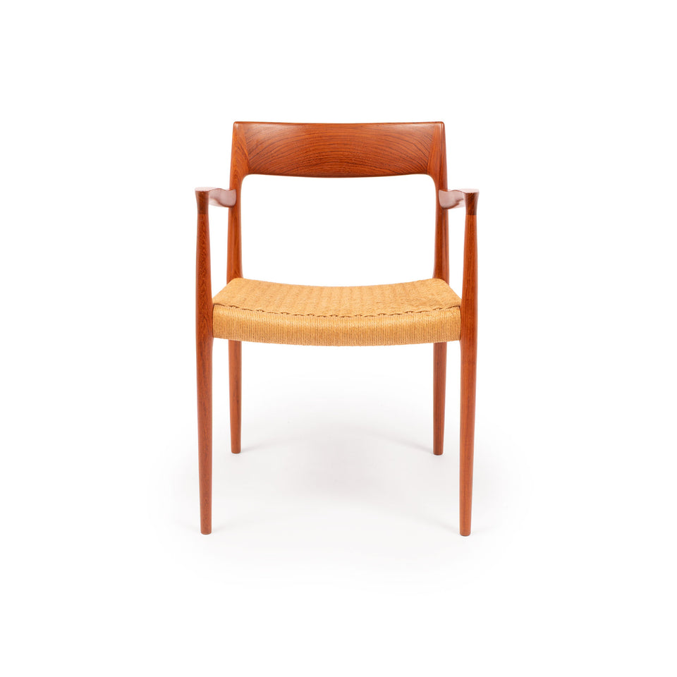 Vintage Niels Otto Møller Model 77 & 57 Teak Dining Chairs with Danish Papercord