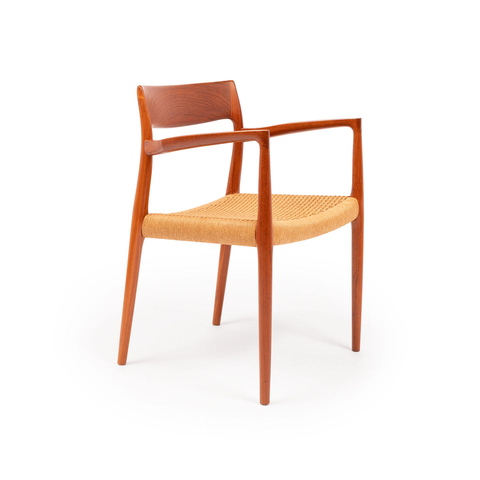 Vintage Niels Otto Møller Model 77 & 57 Teak Dining Chairs with Danish Papercord