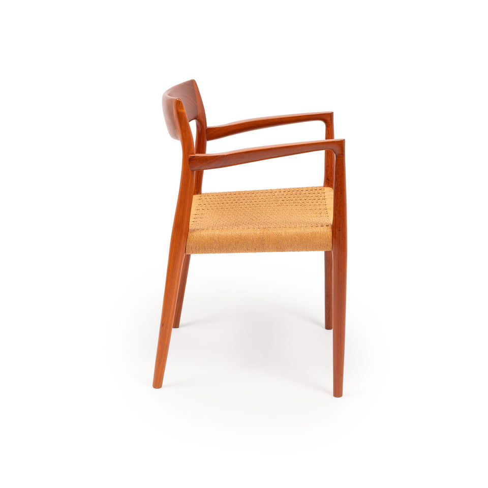 Vintage Niels Otto Møller Model 77 & 57 Teak Dining Chairs with Danish Papercord