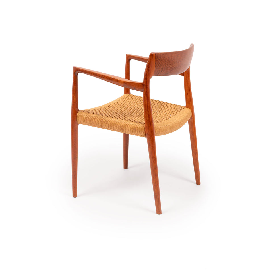 Vintage Niels Otto Møller Model 77 & 57 Teak Dining Chairs with Danish Papercord