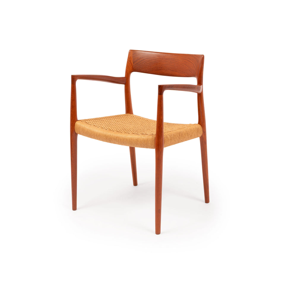 Vintage Niels Otto Møller Model 77 & 57 Teak Dining Chairs with Danish Papercord