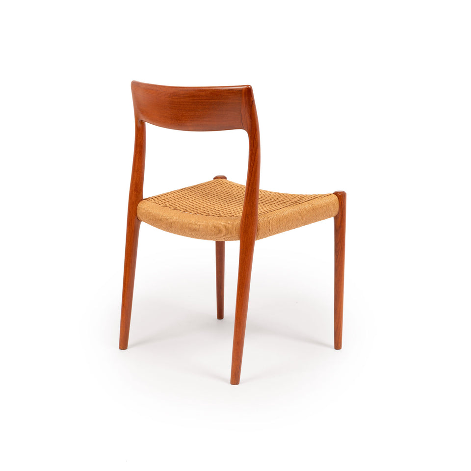 Vintage Niels Otto Møller Model 77 & 57 Teak Dining Chairs with Danish Papercord
