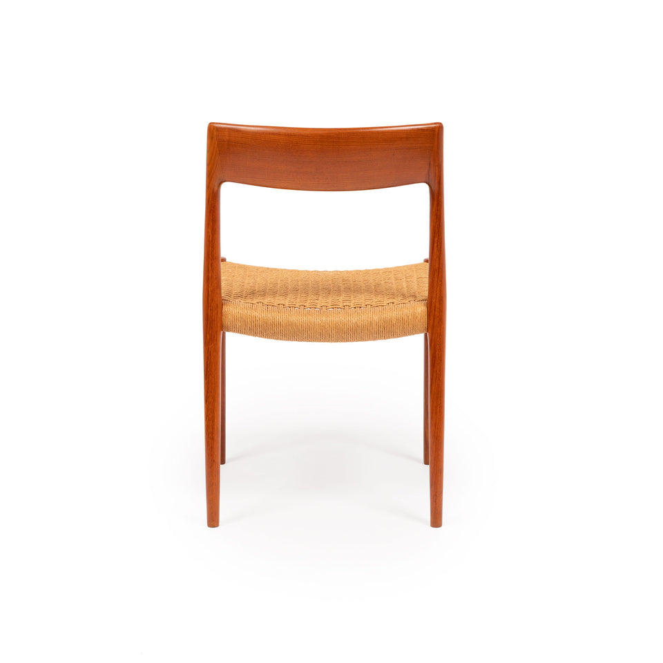 Vintage Niels Otto Møller Model 77 & 57 Teak Dining Chairs with Danish Papercord