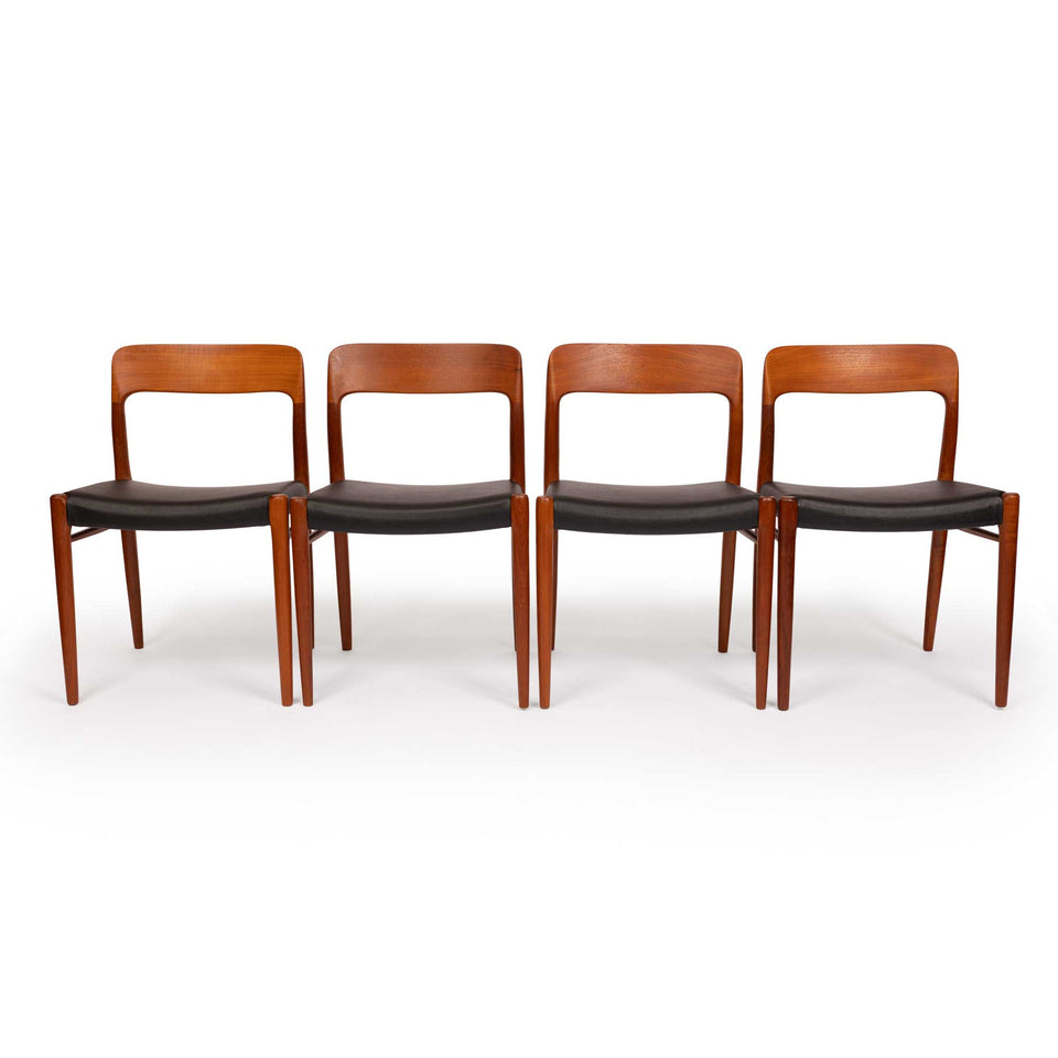 Vintage Niels Otto Møller Model 75 Dining Chairs in Solid Teak (Set of 4)