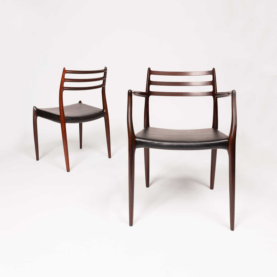 Set of 6 Vintage Niels Otto Møller 78 & 62 Dining Chairs in Solid Rosewood