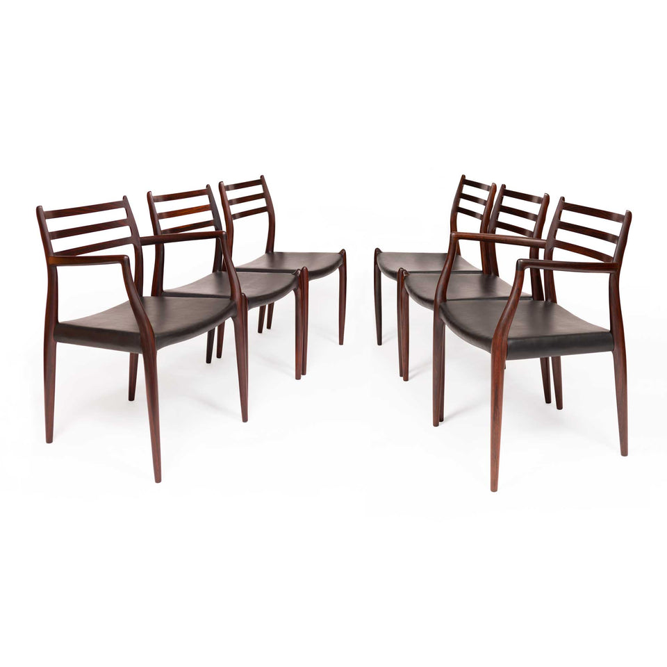 Set of 6 Vintage Niels Otto Møller 78 & 62 Dining Chairs in Solid Rosewood