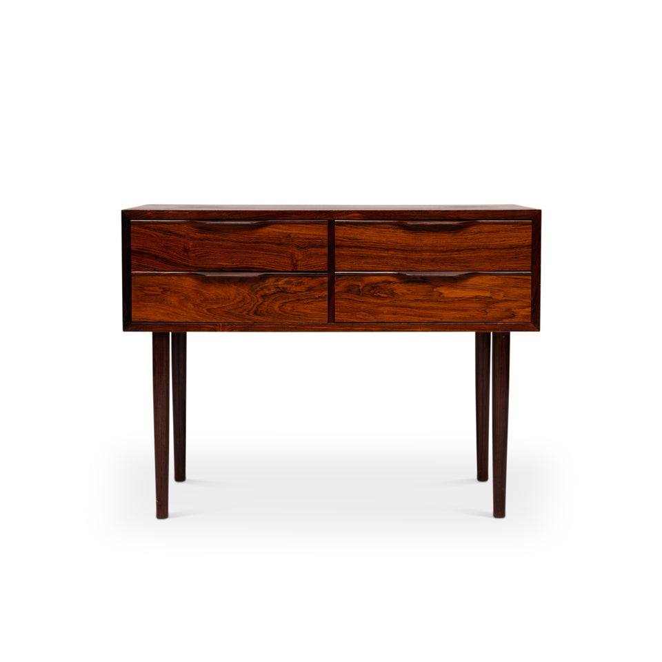 1960s Vintage Danish Mid-Century Rosewood 4-Drawer Nightstand / Accent Table